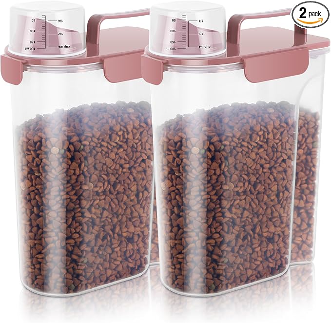 5-7Lbs Cat Dog Storage Container, Portable Pet Food Containers by LEAWALK