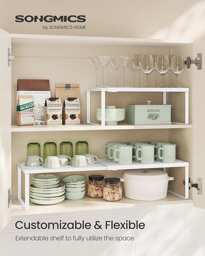 SONGMICS Set of 2 Expandable Pantry Kitchen Organizers, Adjustable Spice Rack - Image 2