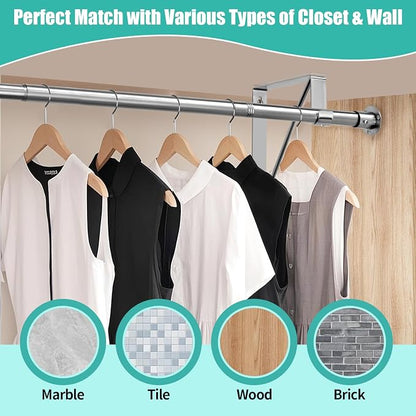 Closet Rod, 16 to 51 Inch Closet Rods Heavy Duty Adjustable Wardrobe Poles - Image 4