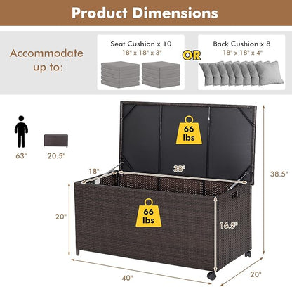 Tangkula 50 Gallon Wicker Deck Storage Box, Patio Rattan Storage Container - Image 5