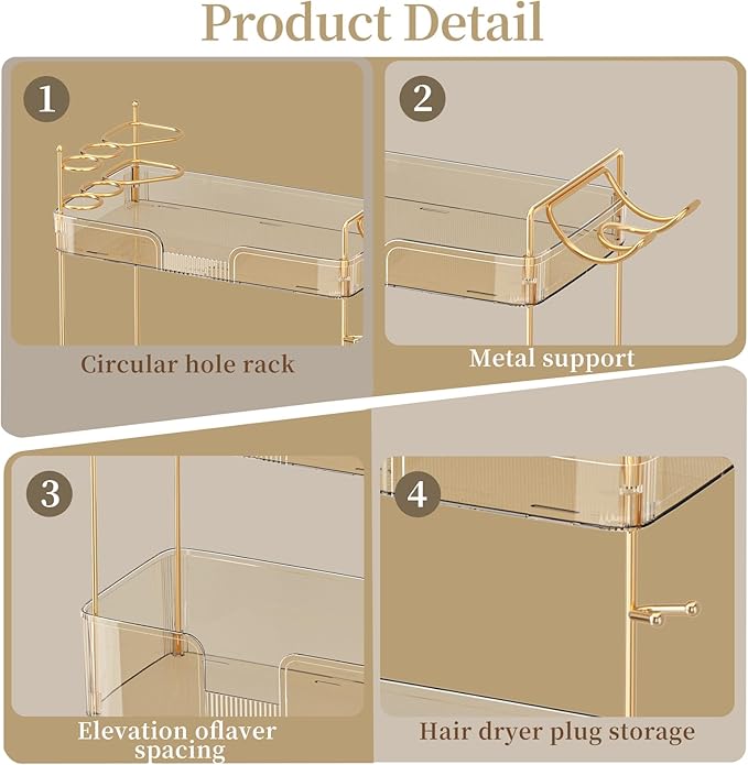 3 Tier Bathroom Organizer Countertop Makeup Perfume Tray Skincare Organizer - Image 5