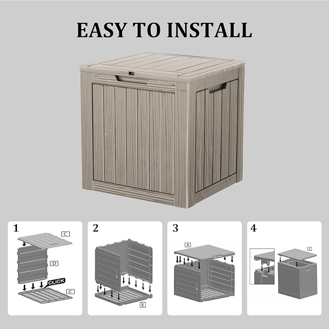 35 Gallon Resin Deck Box, Waterproof Outdoor Storage Box - Image 8