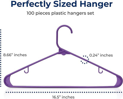 SereneLife 100 Pack Plastic Hangers, Space-Saving Closet Organizers, Durable - Image 2