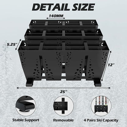Heavy Duty Metal Ski Storage Rack, 12 Pair Freestanding Steel Ski Holder - Image 6