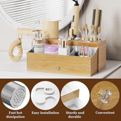 Acrylic Hair Dryer Holder with Drawer, Bathroom Organizer Countertop Drawers - Image 4