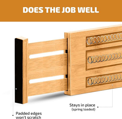 6 Pack Drawer Dividers 6 Inch High, 11”-17" Adjustable Bamboo Organizers Large - Image 8