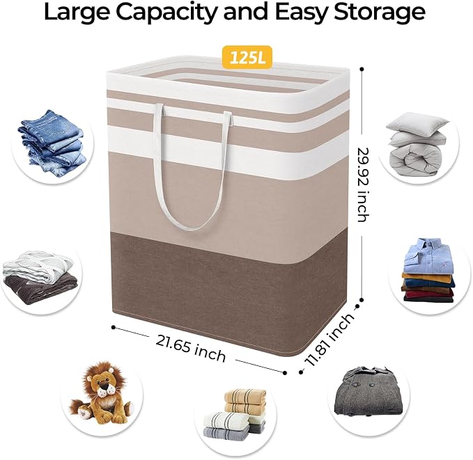 HomeHacks 2-Pack Large Laundry Basket, Waterproof, Freestanding Laundry Hamper - Image 4