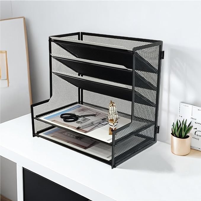 SETTFRFE Office Supplies Desk Organizer, Metal Desktop File Holder Organizer - Image 3