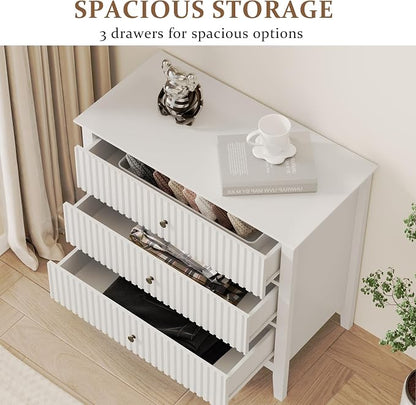 RoyalCraft Large 3 Drawer Dresser Set of 2, Fluted Wood Chest of Drawers - Image 4