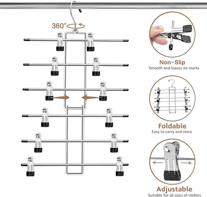 Pants Hangers with Clips, Space Saving Hanging Closet Organizer-6 Tiers Skirt - Image 6