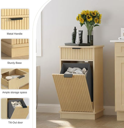 Natural Tilt Out Laundry Hamper Cabinet Hidden Laundry Hamper Cabinet - Image 4