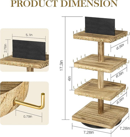 LadyRosian 3-Tier Wooden Rotating Jewelry Display Stand | Bracelet & Keychain - Image 2