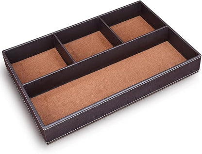 KINGFOM Pu Leather Desk Organizer Tray, 4 Compartment Office Storage Supplies - Image 8