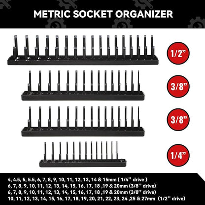8PCS Socket Organizer Tray Set, SAE & Metric Socket Trays - Image 4