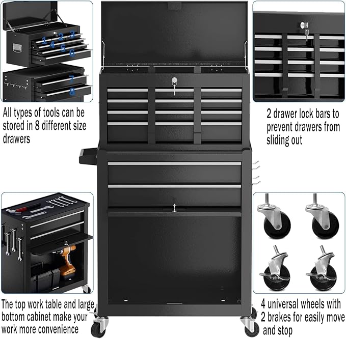8-Drawer High Capacity Rolling Tool Box - Image 7