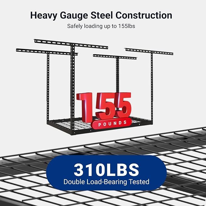 FLEXIMOUNTS 2x3FT Garage Storage Rack Overhead, Adjustable Ceiling Storage Racks - Image 4