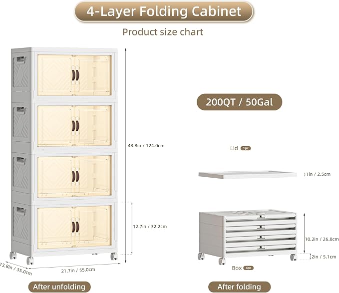 200 QT / 50 Gal Rolling Foldable Storage Cabinet - Image 2