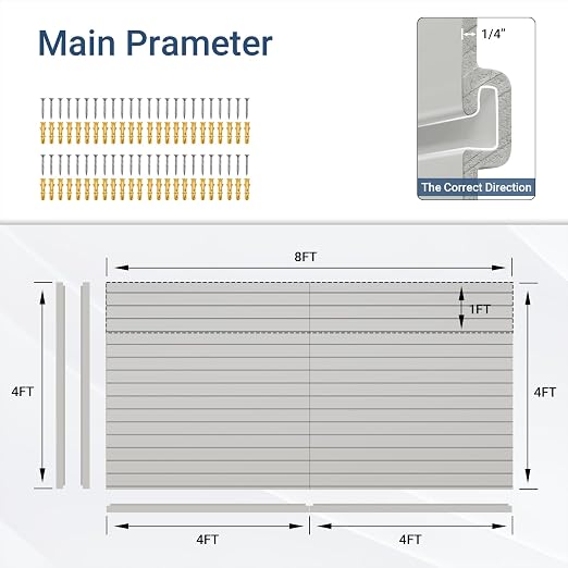 Slatwall Panel 8 FT x 4 FT, Interlocking Slat Wall Paneling, Wall Mounted PVC - Image 2