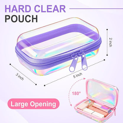 Sanwuta 6 Pcs Clear Hard Zipper Case Hard Plastic Zipper Pouches Transparent - Image 2