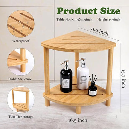 Upgraded Bamboo Corner Shower Stool - Image 3
