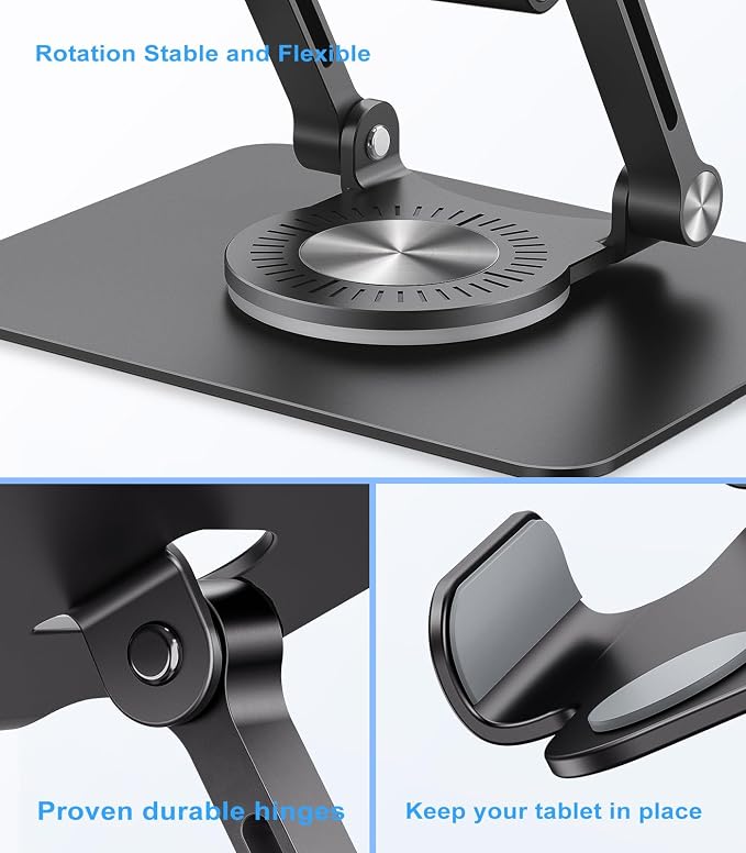 Swivel Tablet Stand with 360 Rotating Base, Adjustable Holder - Image 7