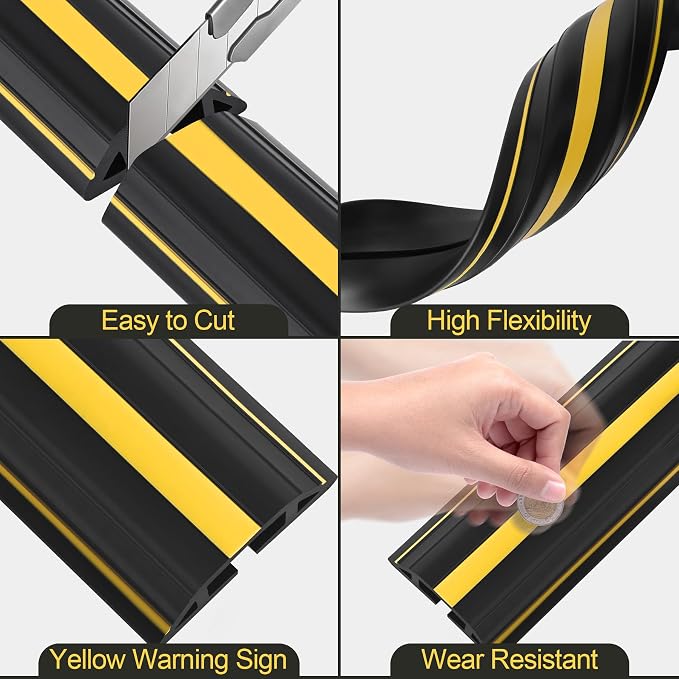 MYFAMIREA 6.5FT Floor Cord Cover Heavy Duty Cable Cover Protector - Image 4