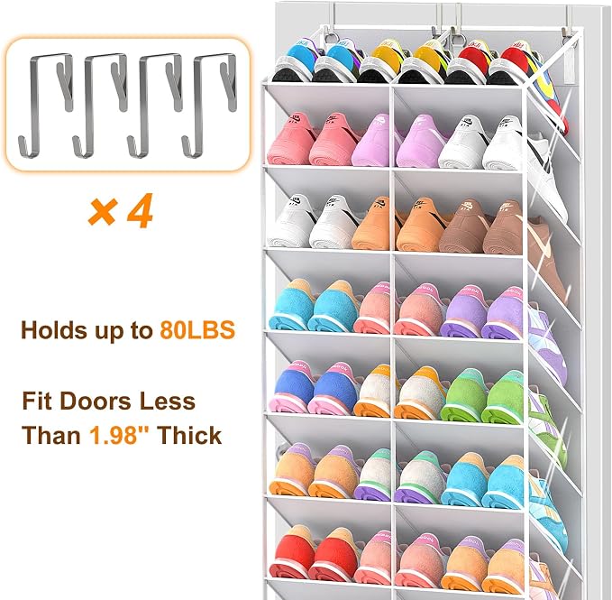 30 Pairs Over the Door Shoe Organizer, 10-Tier Door Shoes Rack Storage Fit All - Image 7
