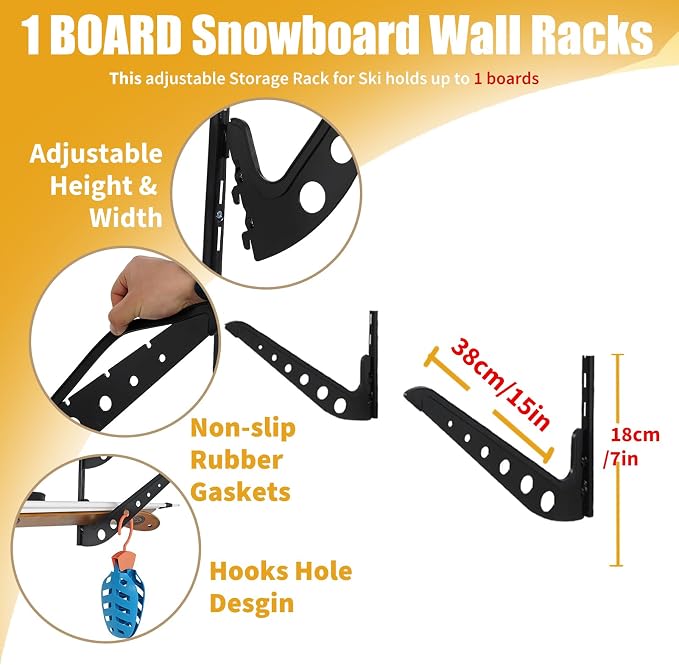 Snowboard Wall Racks, Adjustable Storage Rack - Image 2