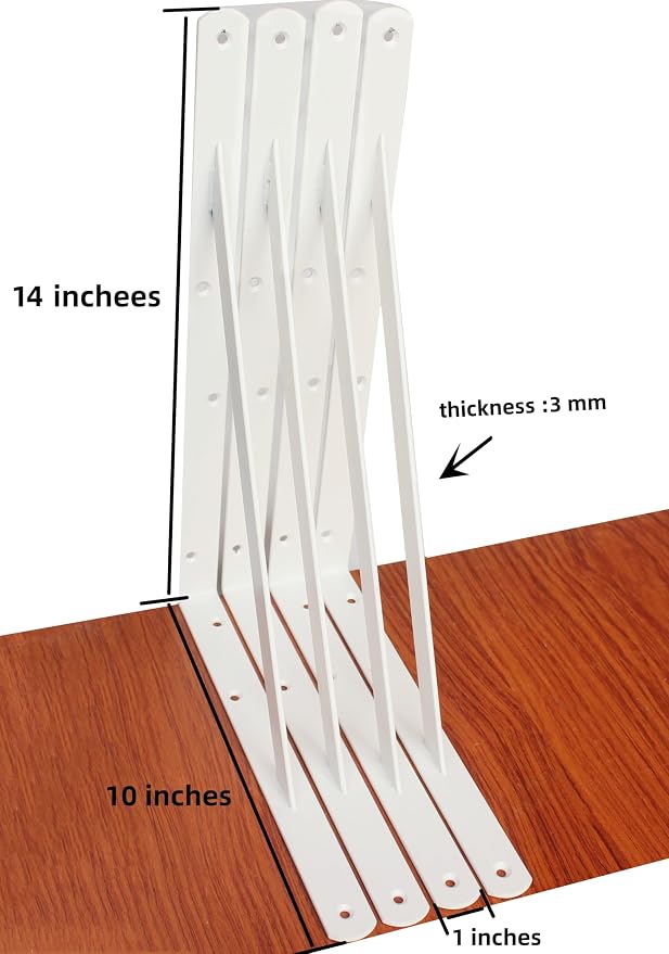 8 Pack L14 x H 10" White Heavy Duty Shelf Brackets - Image 2