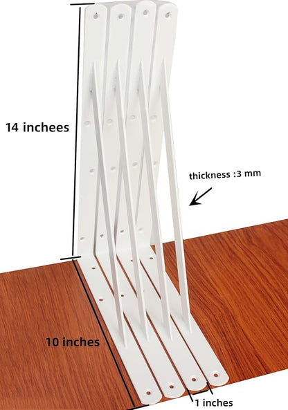 12 Pack L14 x H 10" White Heavy Duty Shelf Brackets - Image 2