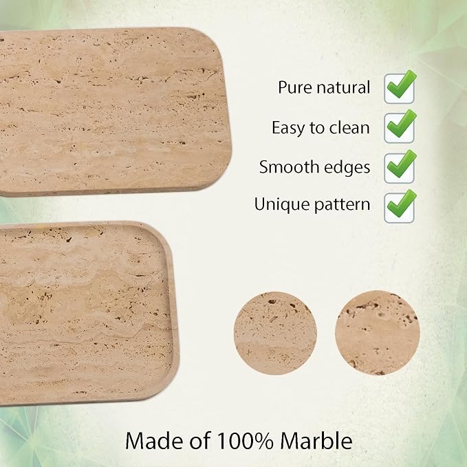 ‌VEROBELL Travertine Bathroom Vanity Tray | Natural Stone Storage Organizer | - Image 3