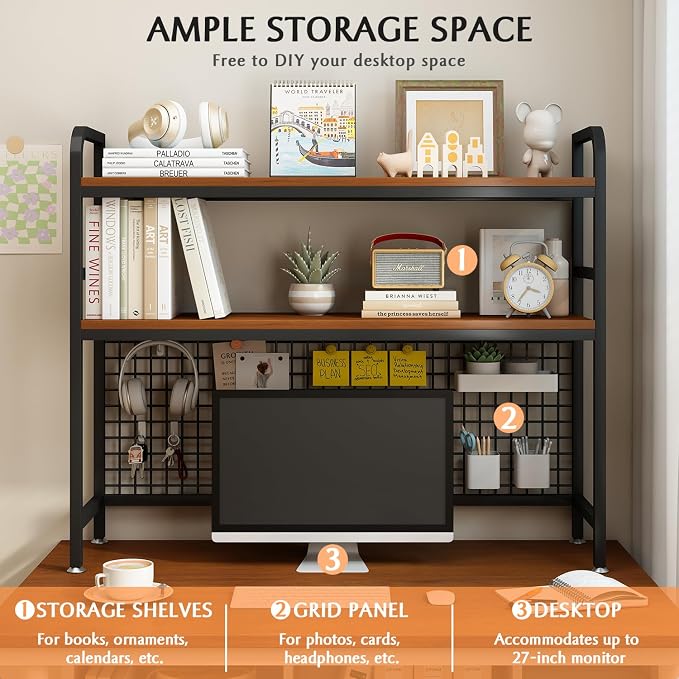 IOTXY 2-Tier Desktop Hutch Bookshelf - Image 4