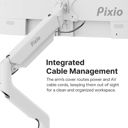 Pixio PS2D White Ultrawide Heavy-Duty Premium Dual Monitor Arm Stand Desk Mount - Image 5