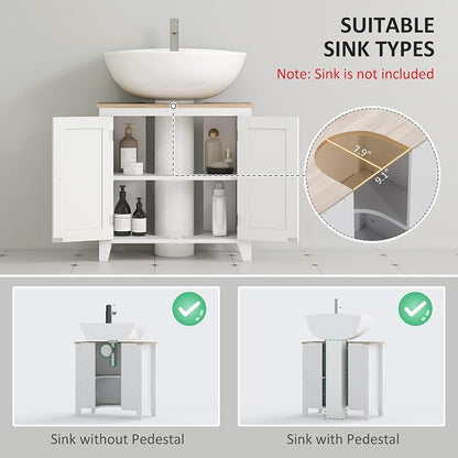 kleankin Pedestal Sink Storage Cabinet, Under Sink Cabinet - Image 4
