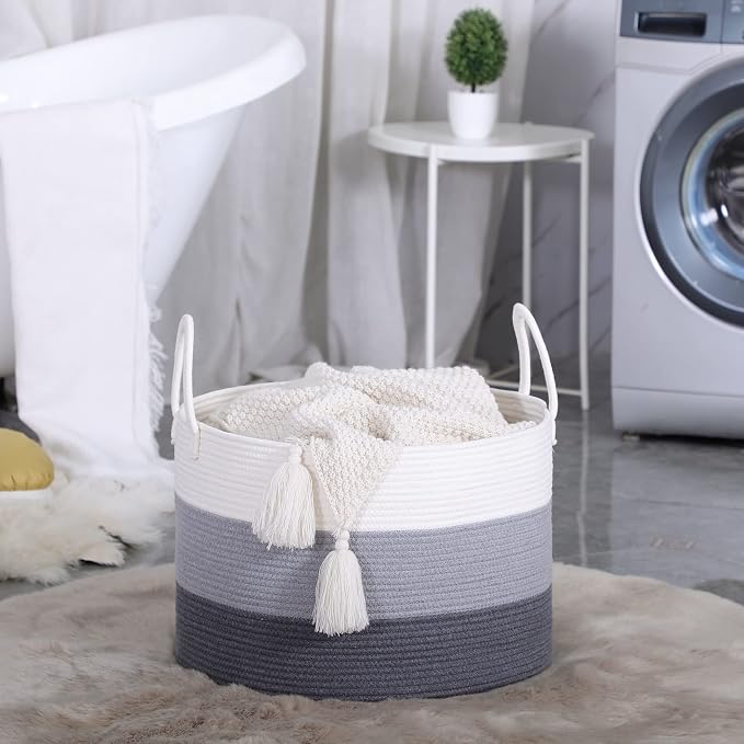 KAKAMAY Large Blanket Basket, Woven Baskets - Image 8