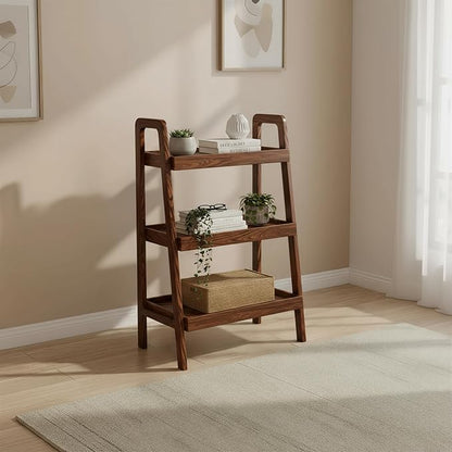 100% Solid Oak 3 Tier Ladder Shelf by Vadisun