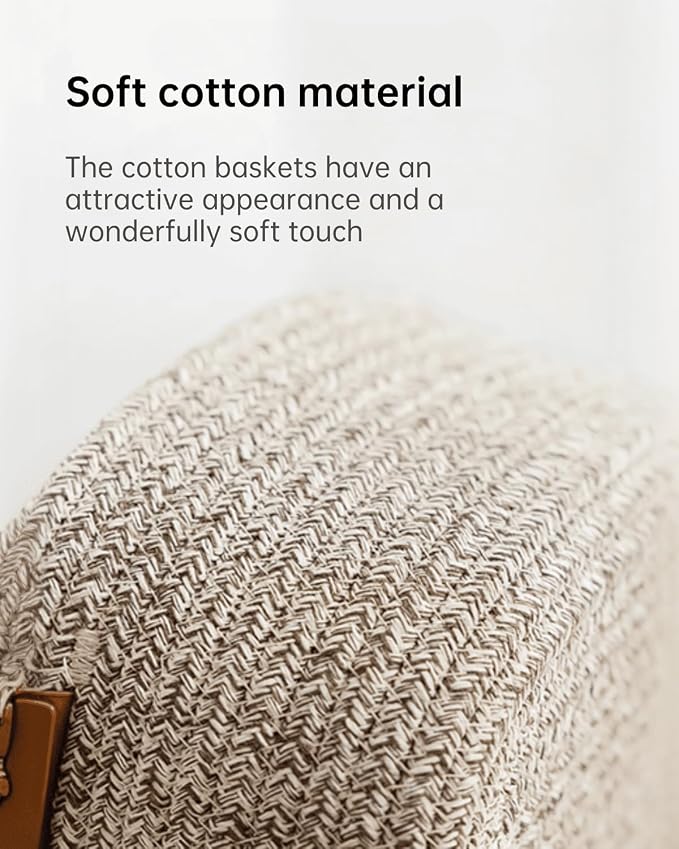 Small Cotton Woven Basket with PU Leather Handle, Baby Kids Clothes Toys Candy - Image 3