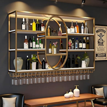 71IN Large Wall Mount Wine Rack, Metal 4 Tier Hanging Bottle Holder - Image 7
