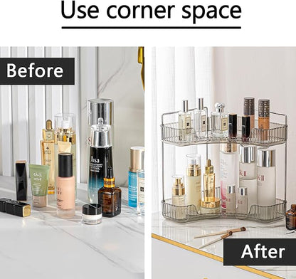 2-Tier Corner Bathroom Counter Organizer – Classic Storage Shelf - Image 3