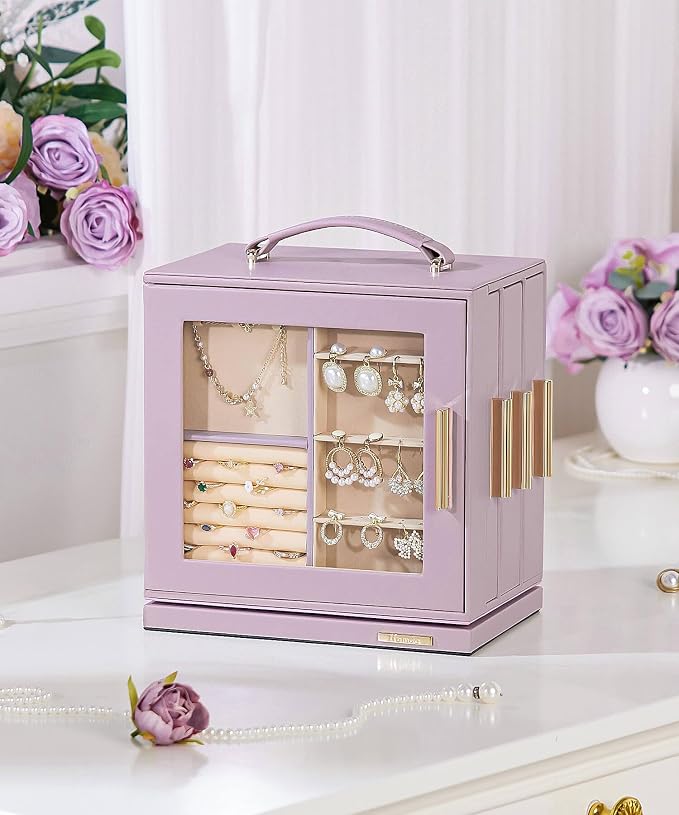 Homde Christmas Gifts Jewelry Box 360° Rotating, Necklace Earring Organizer - Image 2