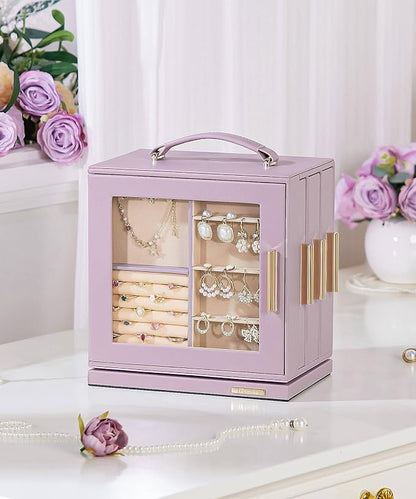 Homde Christmas Gifts Jewelry Box 360° Rotating, Necklace Earring Organizer - Image 2