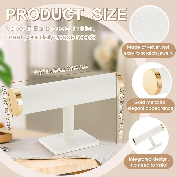 Wenqik 4 Pcs Bracelet Holder Stand Beige Velvet Bracelet Jewelry Display Holder - Image 2