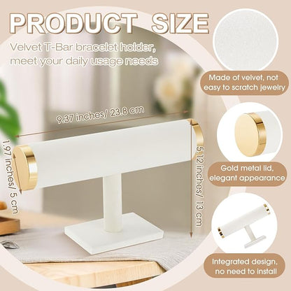 Wenqik 4 Pcs Bracelet Holder Stand Beige Velvet Bracelet Jewelry Display Holder - Image 2