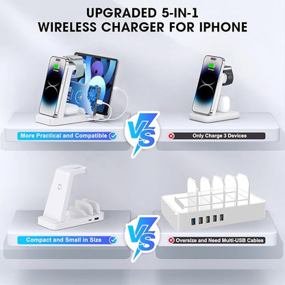 Wireless Charger for iPhone - 5 in 1 Charging Station for Multiple Devices - Image 2