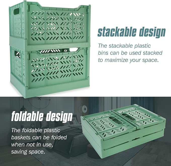 Domiella 2-Pack Crates for Storage, Storage Crates Plastic Stackable, Foldable - Image 4