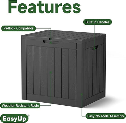 EasyUp 33 Gallon Resin Deck Box Waterproof, UV Resistant Outdoor Storage Box - Image 3