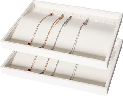 Coward Set of 2 Stackable Necklace Holder Organizer Tray Velvet Necklace by FocusOnJewelryDisplay15yrs