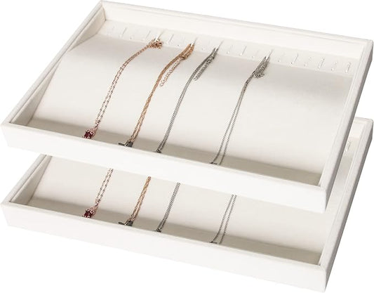 Coward Set of 2 Stackable Necklace Holder Organizer Tray Velvet Necklace by FocusOnJewelryDisplay15yrs