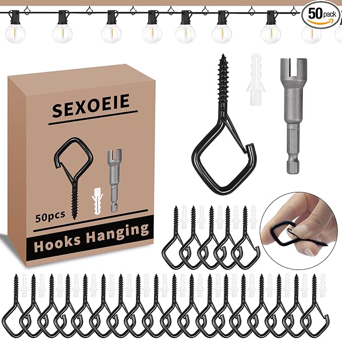 50 PCS Black Eye Screw Hooks for Hanging Heavy Duty by Unknown
