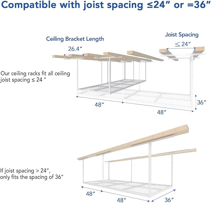 FLEXIMOUNTS 3x8 Overhead Garage Storage Rack, Adjustable Storage Organization - Image 3